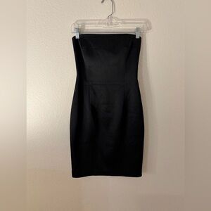 vintage black strapless satin bodycon mini dress laundry by shelli segal